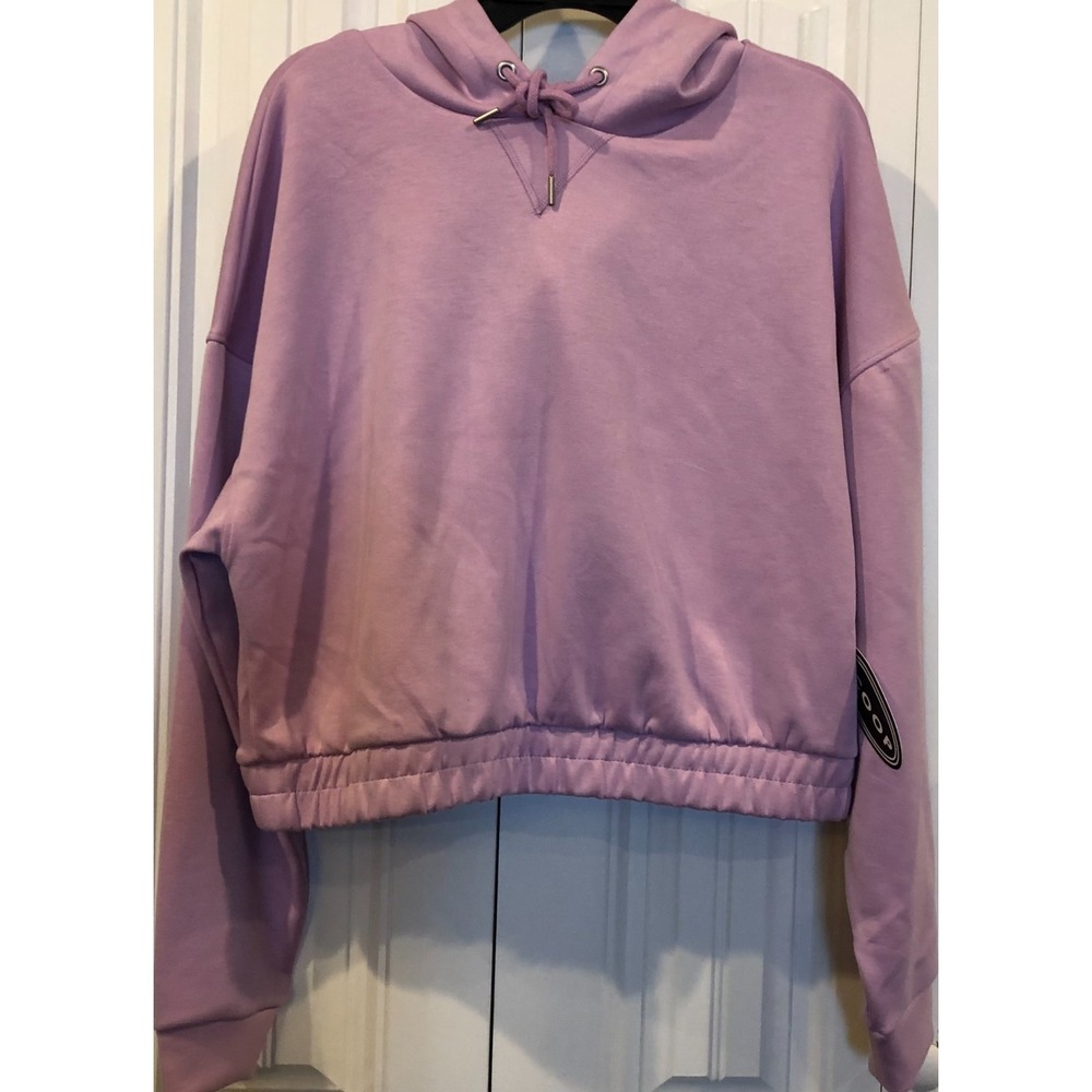 Scoop Women's L 12-14 Scuba Pullover Hoodie Cotton Rose Lilac Cropped